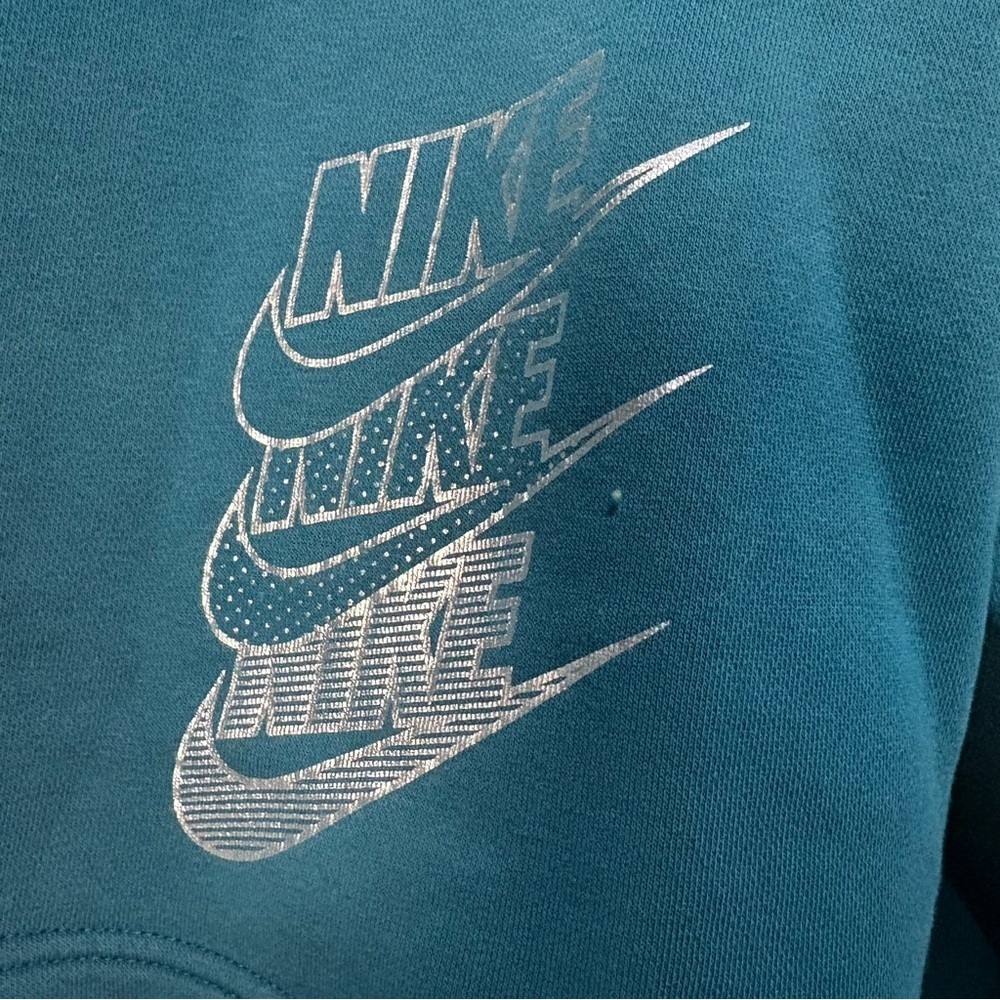 Nike Teal Just Do It Cropped Half Zip Sweatshirt - Picture 6 of 9